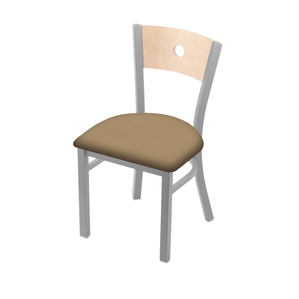 630 Voltaire 18" Chair with Anodized Nickel Finish, Natural Back, and Canter Sand Seat
